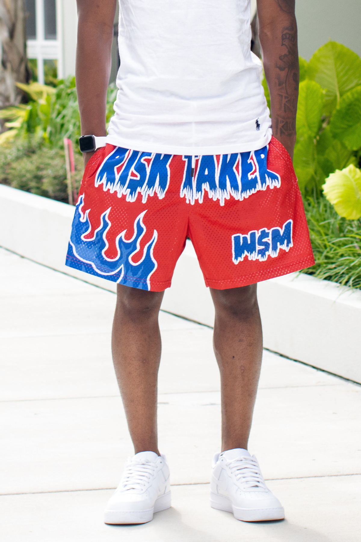 W$M Mesh Ri$k Taker Red Shorts